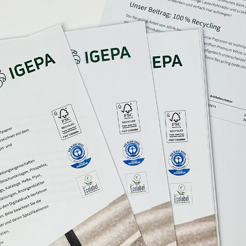 Nachhaltige Materialien zertifiziert unter anderen von IGEPA Nachhaltige Materialien zertifiziert hier z.B. von IGEPA