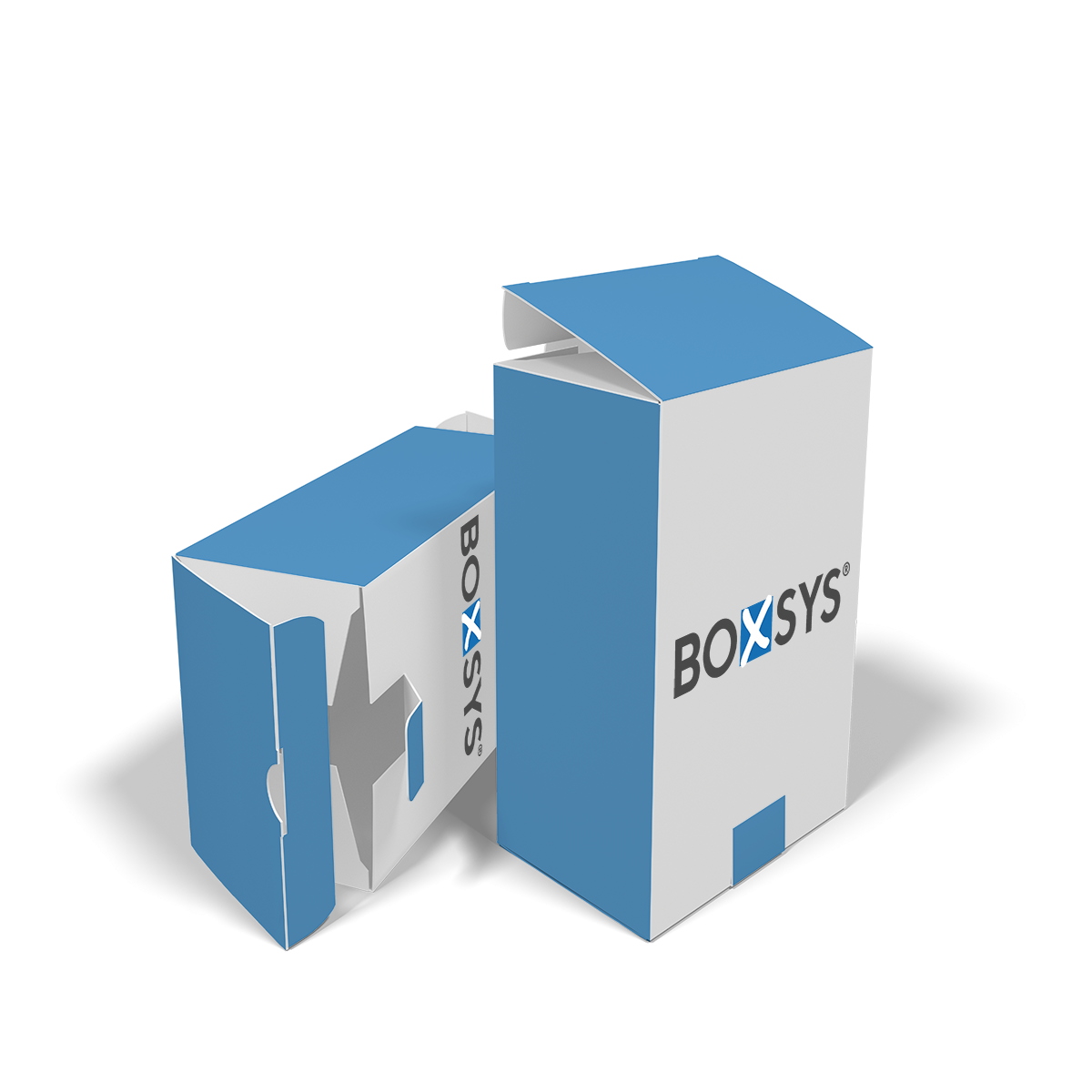 Faltschachtel mit versetzten Einstecklaschen und Sicherheitsverschluss von www.boxsys.de