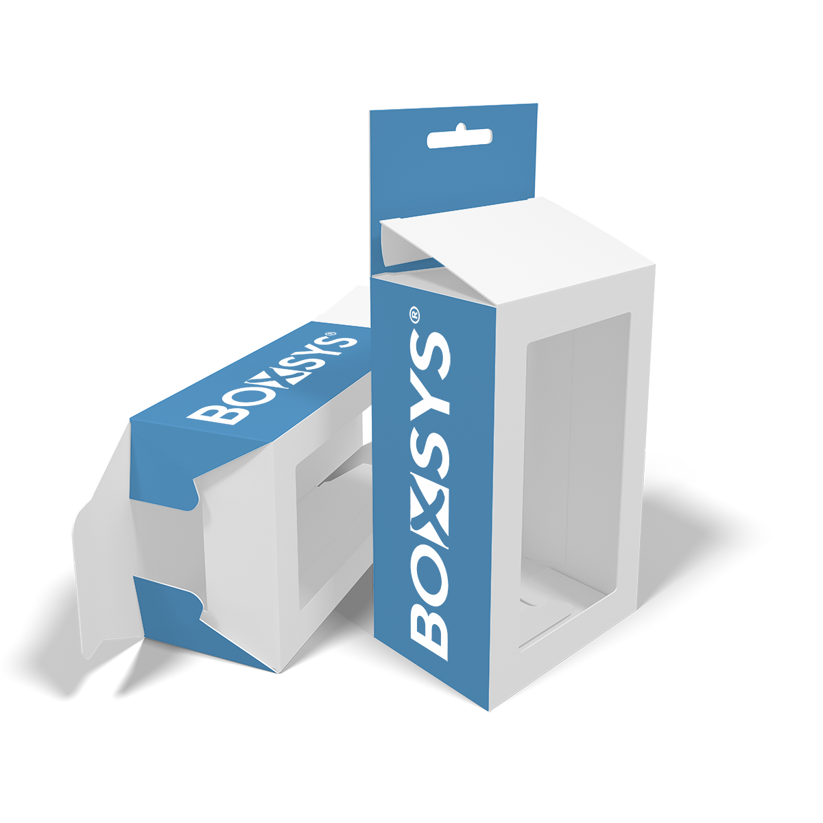 Faltschachtel mit Steckboden, Eurolochaufhängung und Fenster von www.boxsys.de