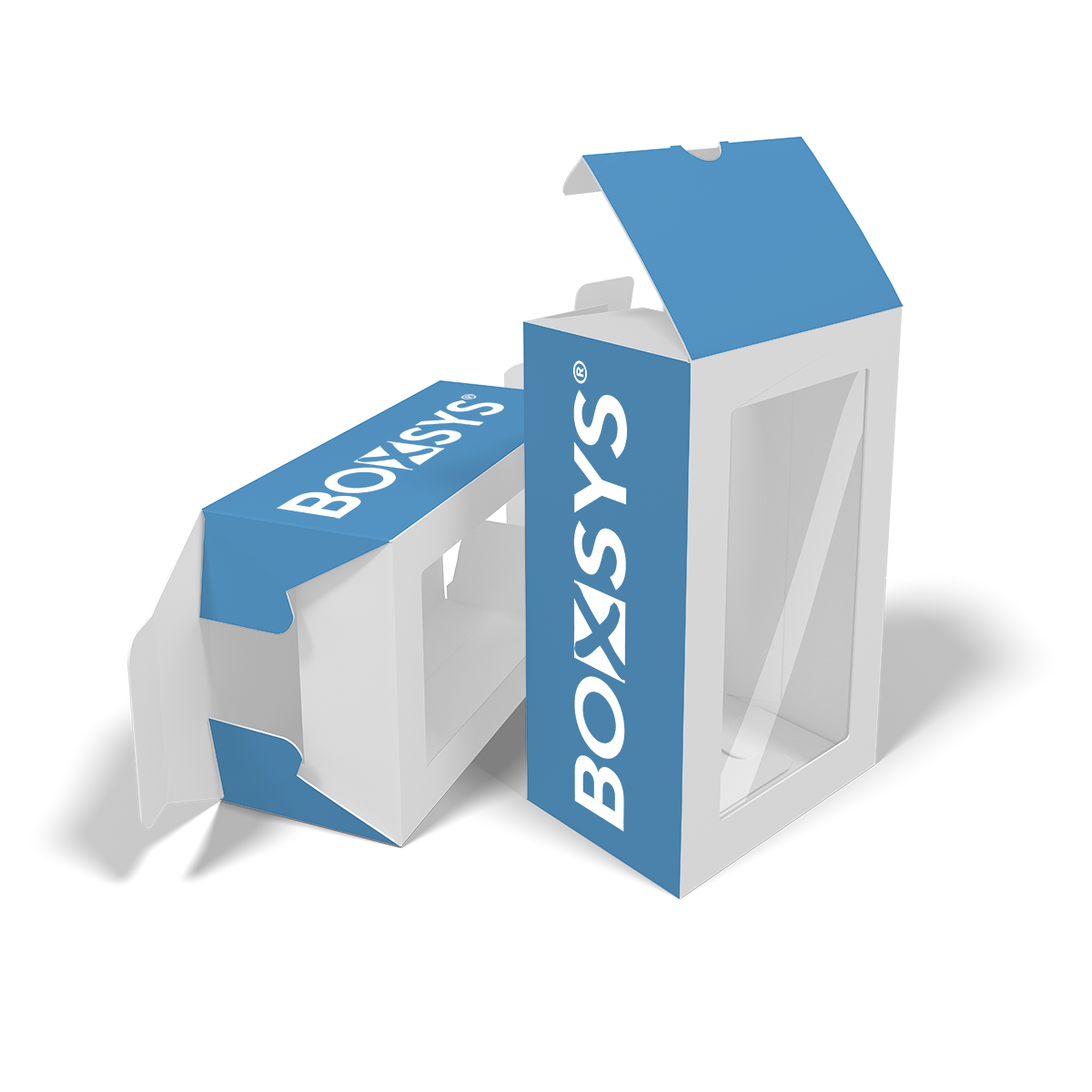 Faltschachtel mit Steckboden, Folienfenster und Sicherheitsverschluss von www.boxsys.de