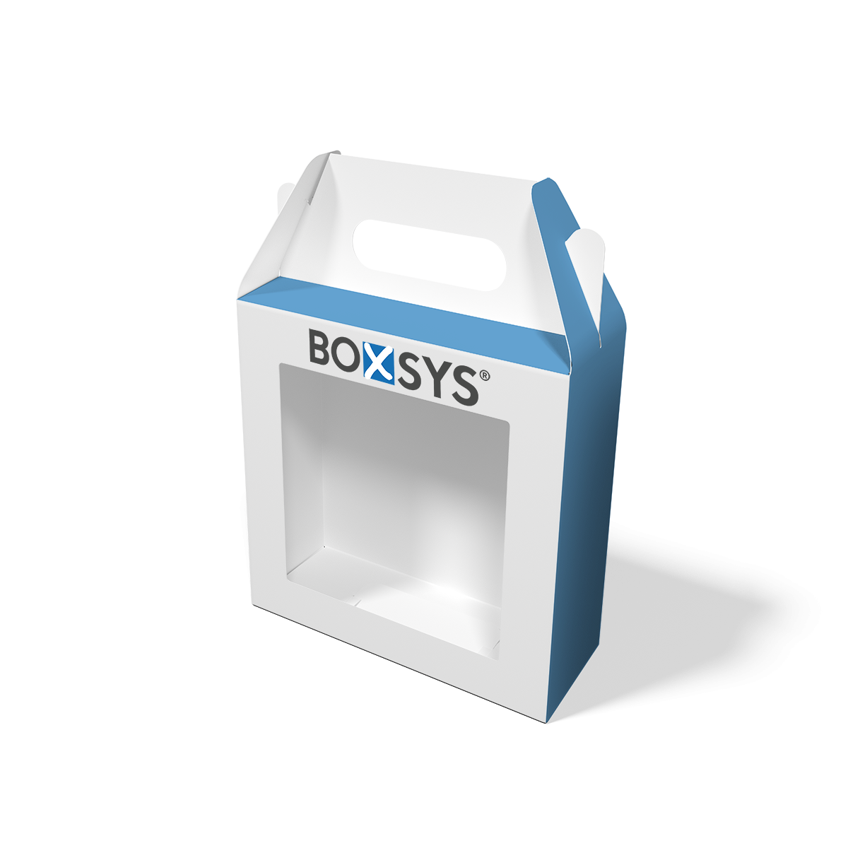 Faltschachtel mit Tragegriff und Fenster ohne Folie von www.boxsys.de