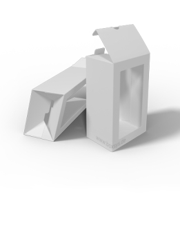 Faltschachtel mit Automatikboden, Fenster und Sicherheitsverschluss von www.boxsys.de