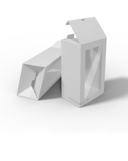 Faltschachtel mit Automatikboden, Folienfenster und Sicherheitsverschluss von www.boxsys.de