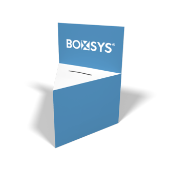 Losbox dreieckig stehend mit Topschild von www.boxsys.de
