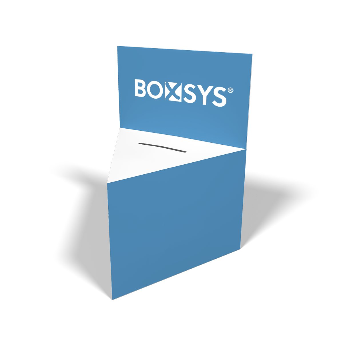 Losbox dreieckig stehend mit Topschild von www.boxsys.de