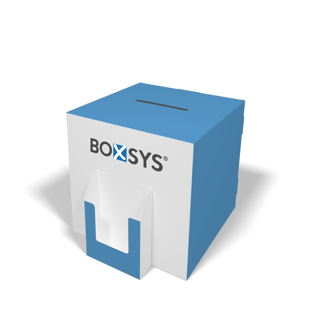 Losbox mit Prospektspender von www.boxsys.de
